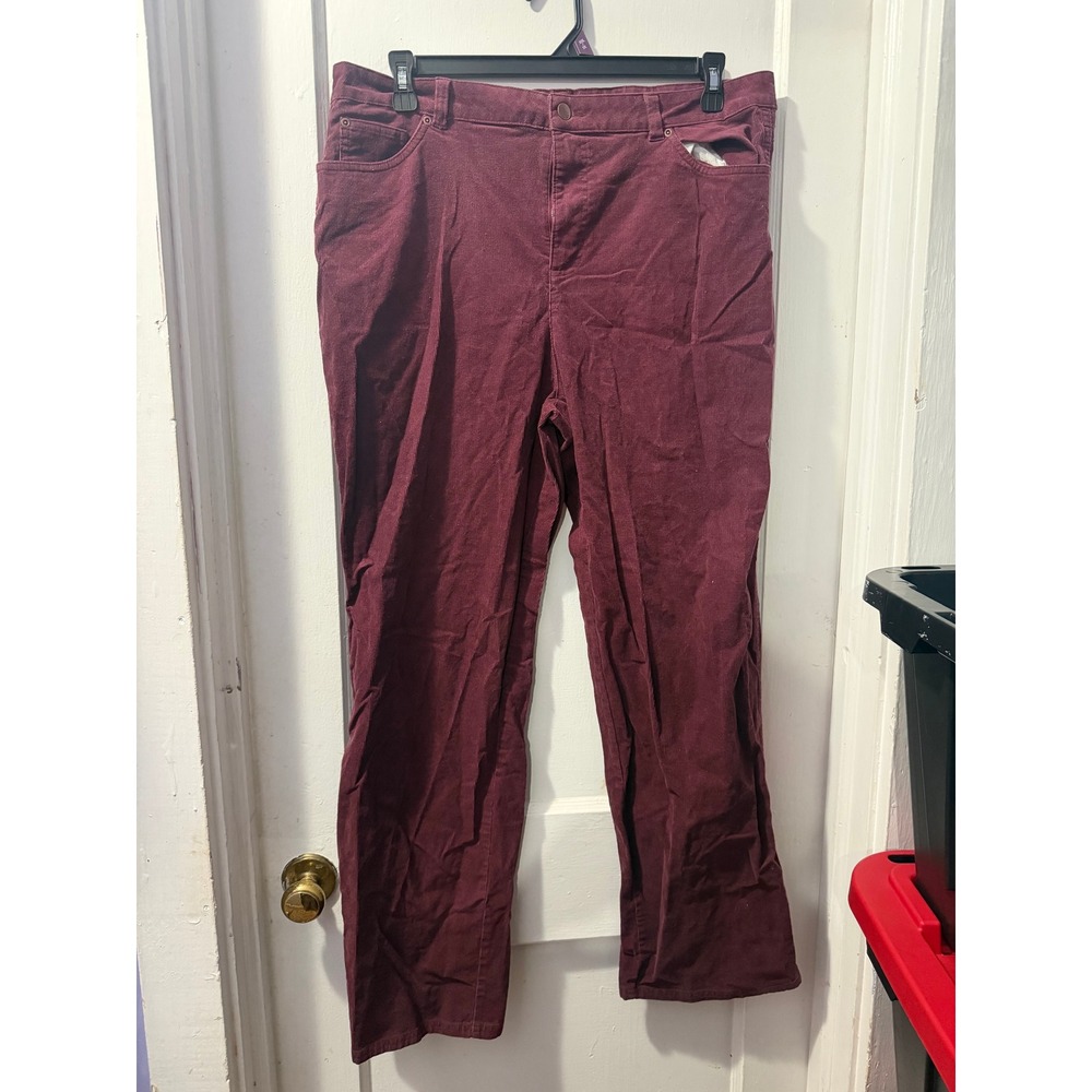 Basic Editions Burgundy Corduroy Jeans Womens 18 Straight Leg Wine Red Pants